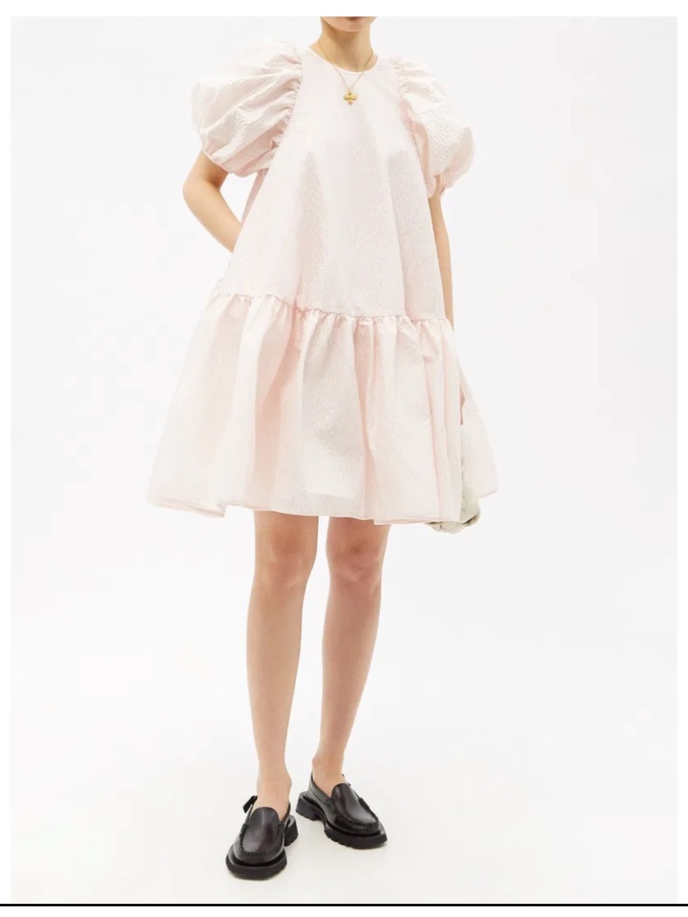🆕🩷🩷🩷Cecilie BAHNSEN Alexa Puff-Sleeve Matelassé Dress